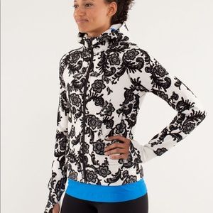 Lululemon Black and White Flower Scuba Hoodie